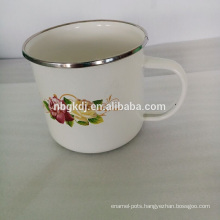 new product 2015 innovative product enamel coffee mugswith SS rim